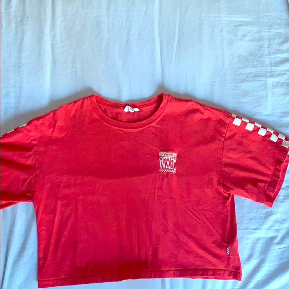 Trendy sleeve checkered vans T-shirt